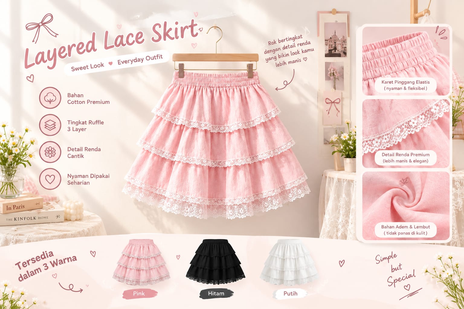Rok Poly Lace : Rok Ruffle Feminin